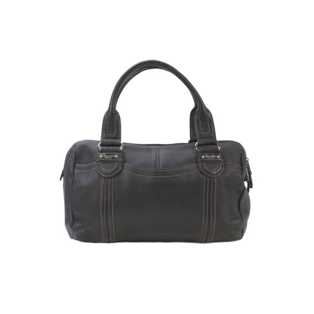 Tignanello Womens Double Handle Zip Top Leather Shoulder Handbag Black